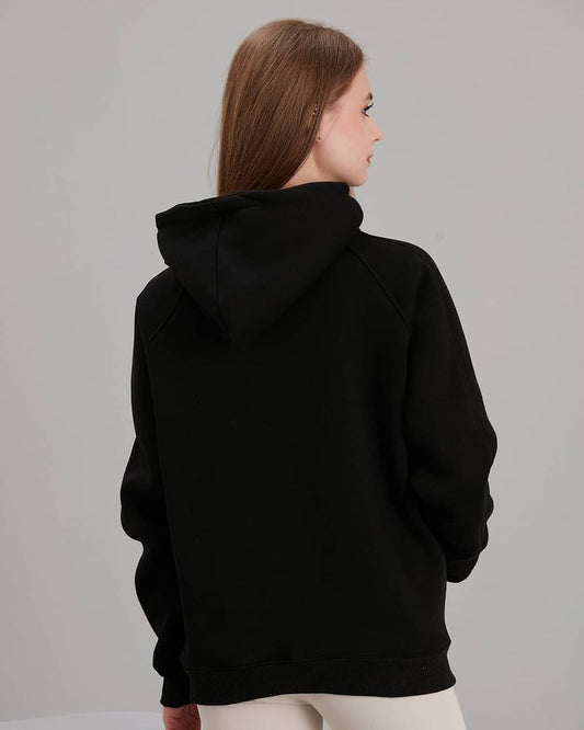 Plain Black Basic Hoodie For Women