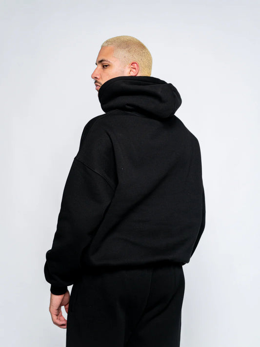 Plain Basic Hoodie In Black