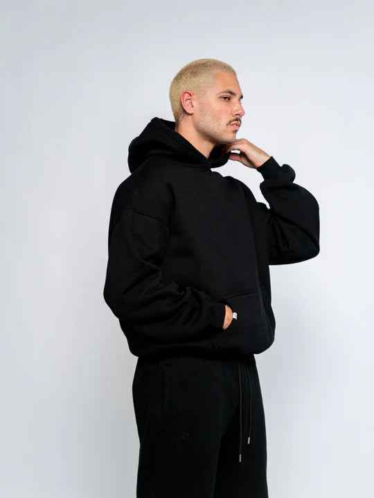 Plain Basic Hoodie In Black