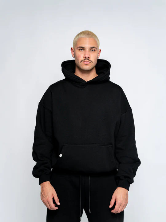 Plain Basic Hoodie In Black