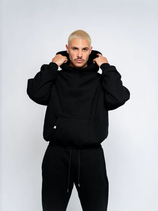 Plain Basic Hoodie In Black