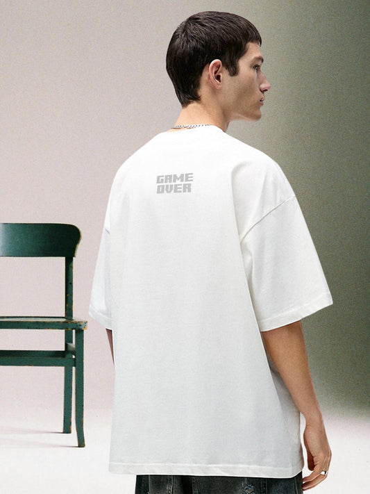 Game Over Oversized White T-shirt