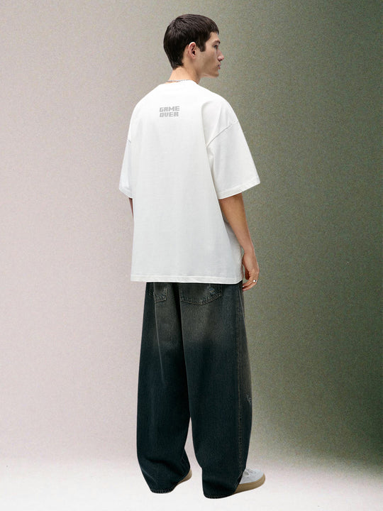 Game Over Oversized White T-shirt