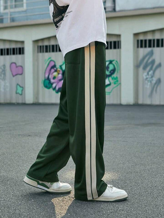 Side Striped Track Pant for men - Green & Brown