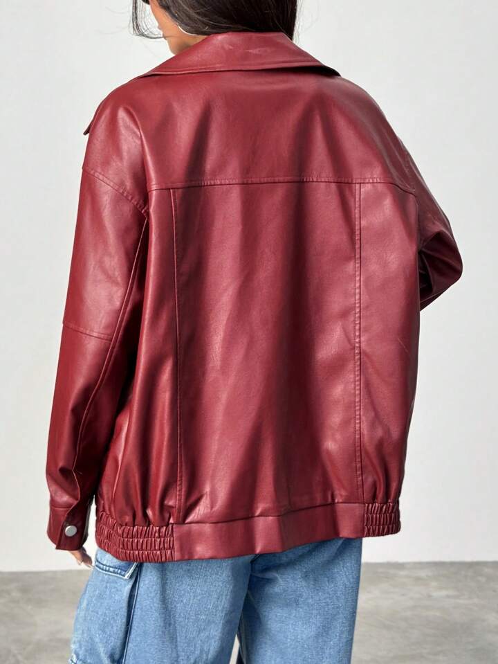 Faux Leather Jacket for women – Red & Burgundy