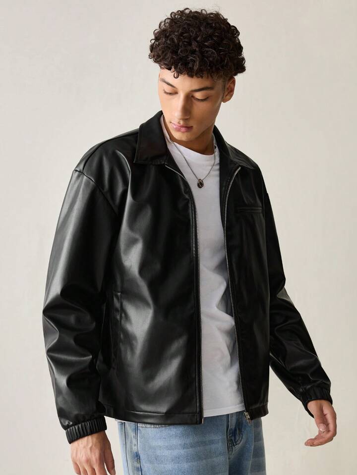 vintage black leather jacket for men