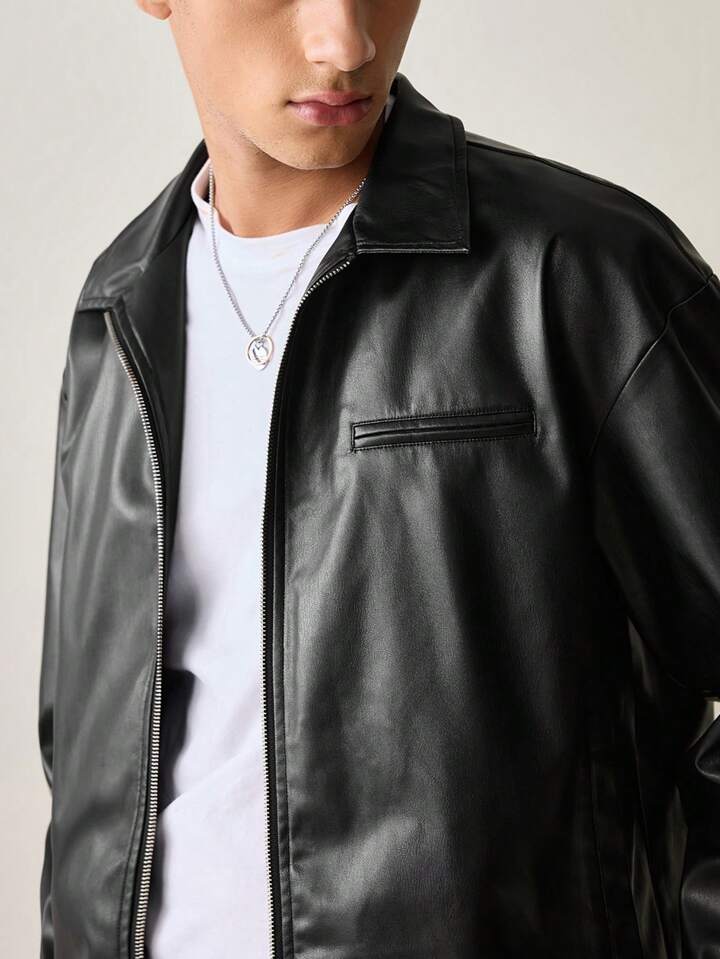 vintage black leather jacket for men