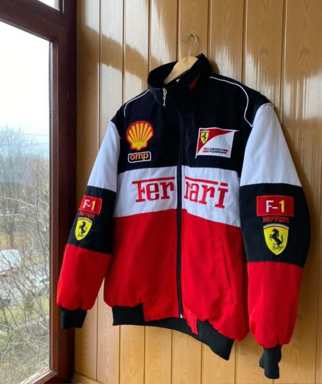 Tri-Colour Ferrari F1 Vintage Racer Jacket | Classic Racing Style
