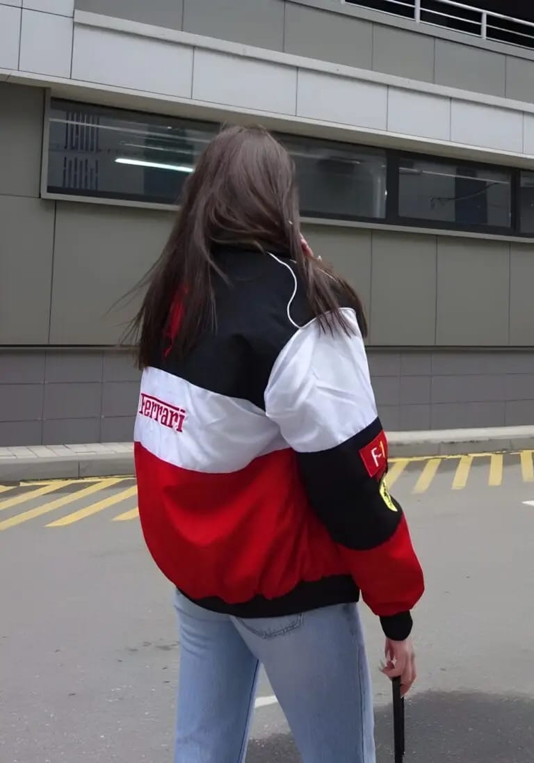 Tri-Colour Ferrari F1 Vintage Racer Jacket | Classic Racing Style