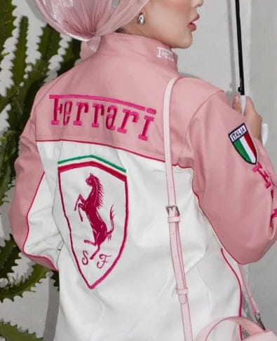 Limited Edition Pink Ferrari Leather Jacket – Exclusive Italian Designer Outerwear for Trendsetters