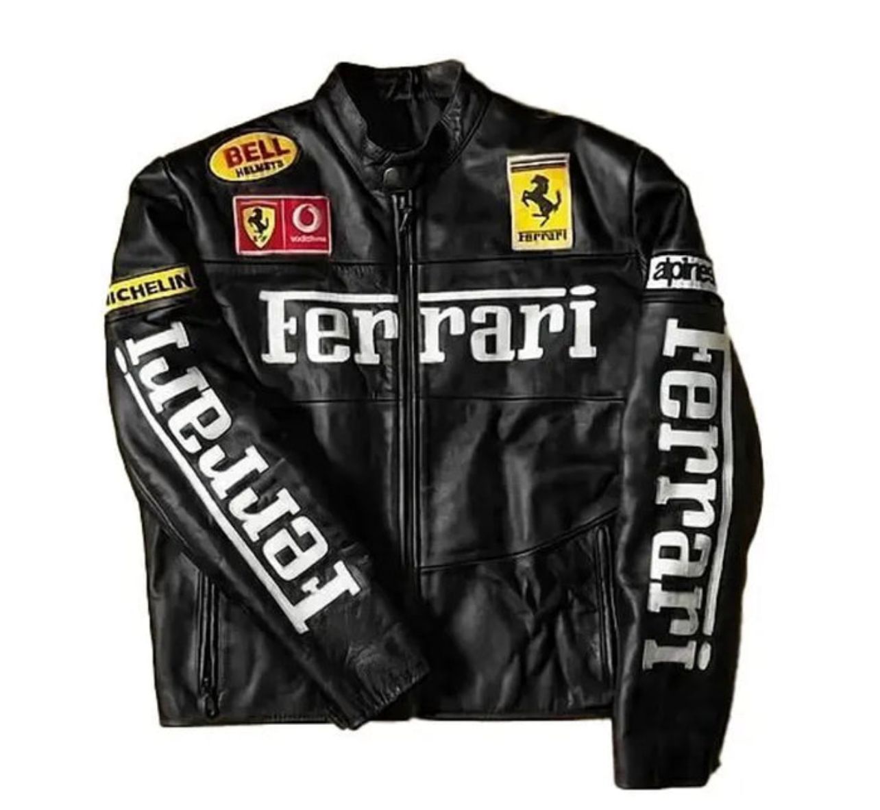 Black Ferrari F1 Racing Leather Jacket