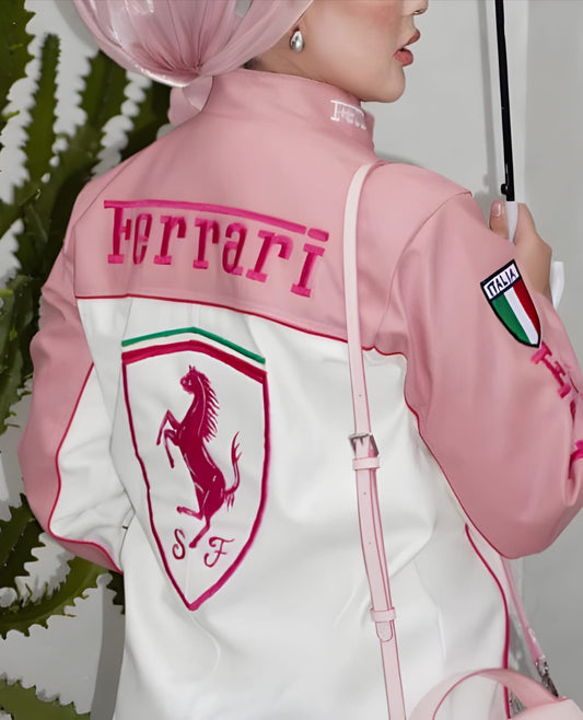 Limited Edition Pink Ferrari Leather Jacket – Exclusive Italian Designer Outerwear