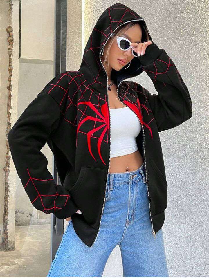 Spider Man Hoodie Full Zip Up Athletic Fit Fan Gear