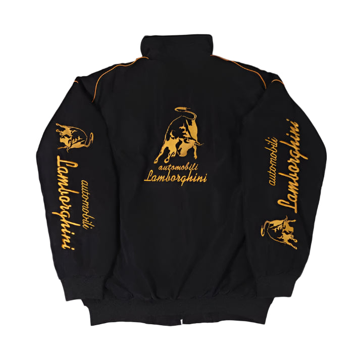 Lamborghini Embroidered Racing Bomber Jacket – Black & Yellow