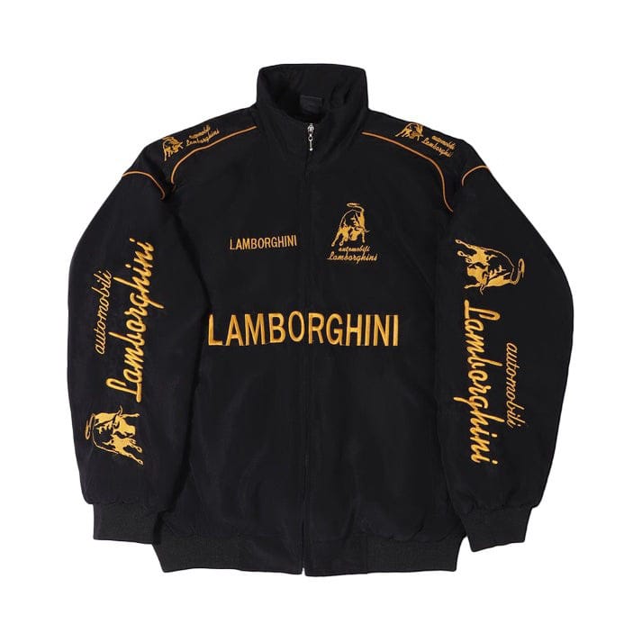 Lamborghini Embroidered Racing Bomber Jacket – Black & Yellow