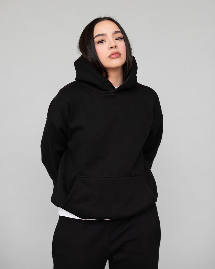 Plain Black Basic Hoodie For Women