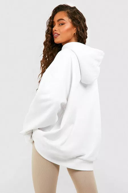 Plain White Basic Hoodie For Women