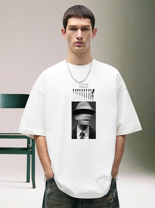 Game Over Oversized White T-shirt