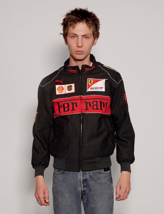 Ferrari F1 Black & Red Bomber Jacket [Printed]