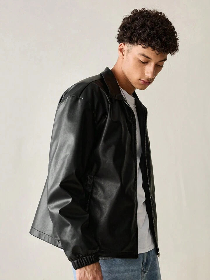 vintage black leather jacket for men