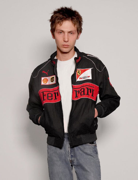 Ferrari F1 Black & Red Bomber Jacket [Printed]