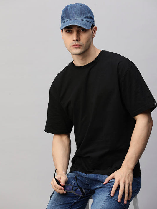 Solids Black Oversized T-shirt