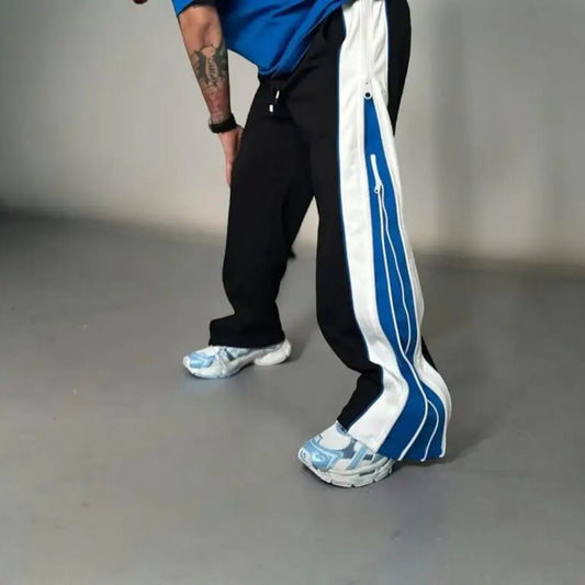 Double Zip Wide Leg Zip Up Baggy Track