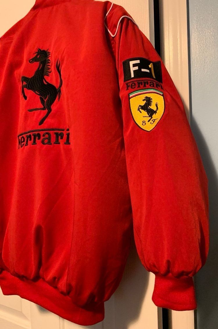 Red Ferrari F1 Speed Jacket | Motorsport & Streetwear Fusion [Embroidered]
