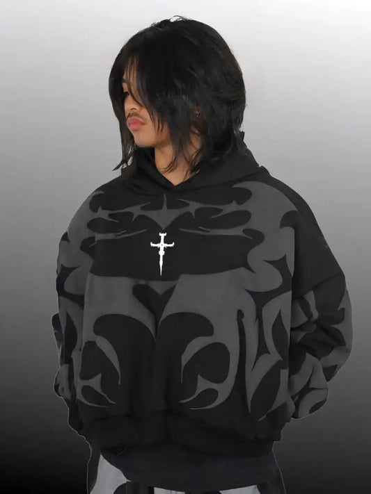 Shadow Gothic Oversized Hoodie – DEPTA Edition
