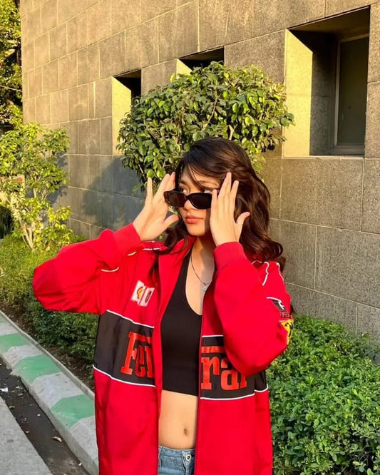 Ferrari F1 Racing Team Bomber Jacket – Red & Black In [Printed]