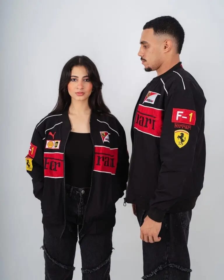 Ferrari F1 Racing Jacket – Black & Red [Embroidered]