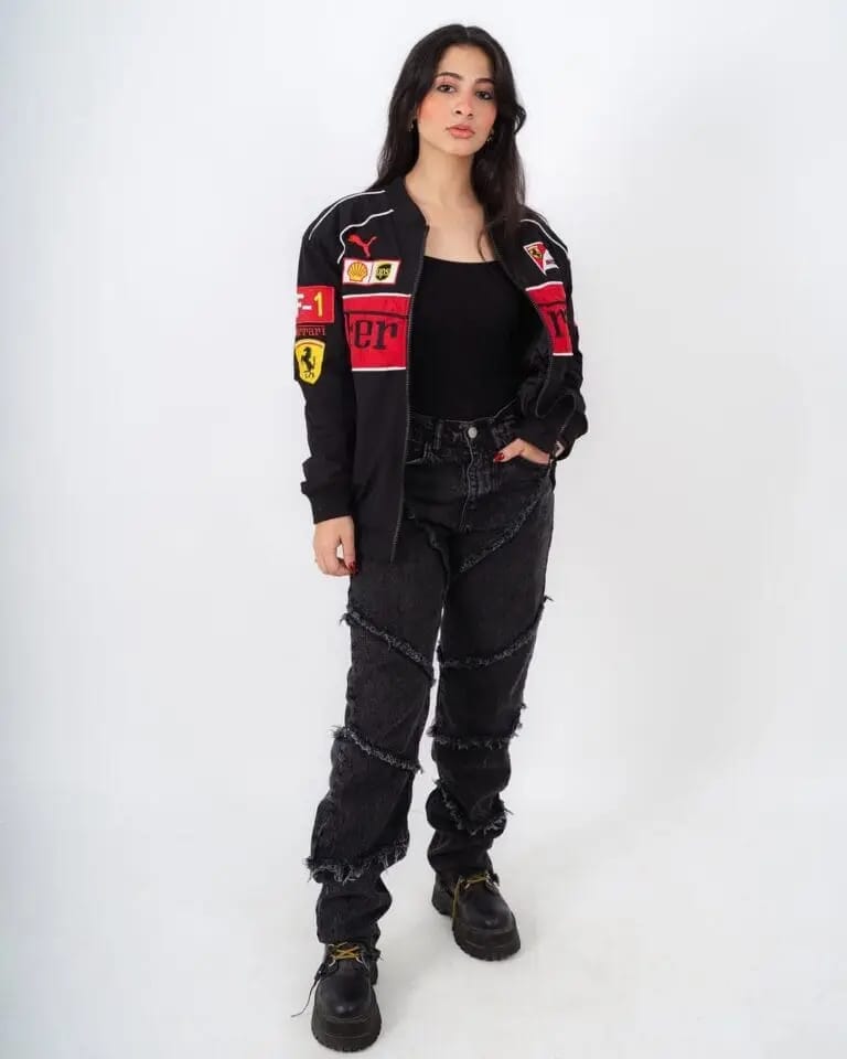 Ferrari F1 Racing Jacket – Black & Red [Embroidered]