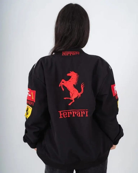 Ferrari F1 Racing Jacket – Black & Red [Embroidered]