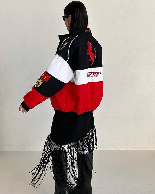 Vintage-Inspired Ferrari Racing Jacket – Bold Streetwear Statement[Embroidered]