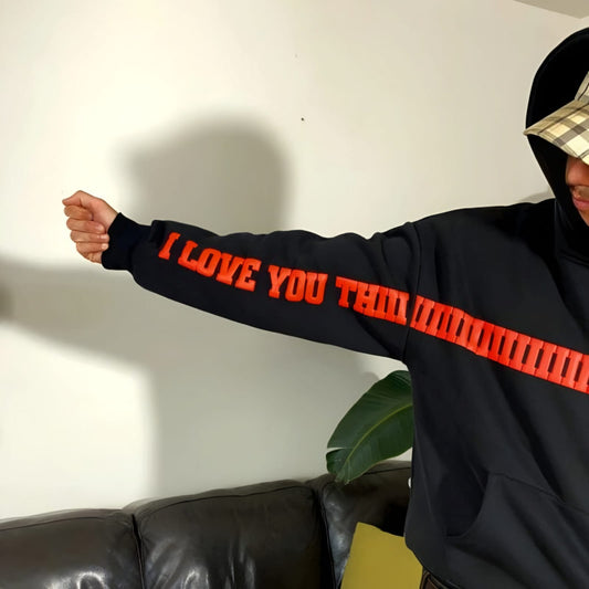 I Love You This Much Black Hoodie – Statement Streetwear