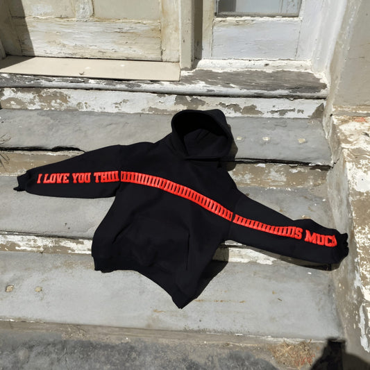 I Love You This Much Black Hoodie – Statement Streetwear