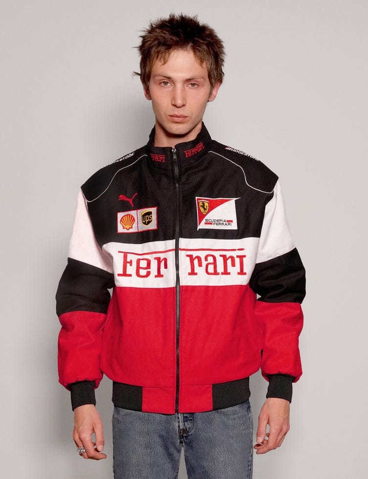 Ferrari Scuderia F1 Vintage Racing Bomber Jacket – Red, White & Black