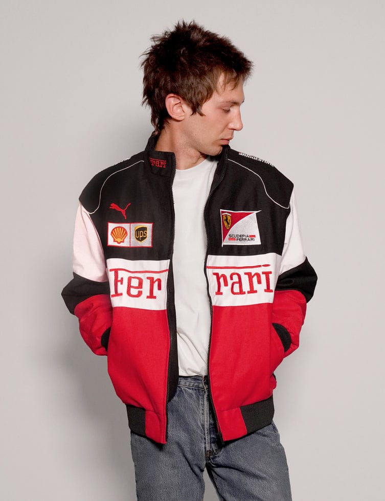Ferrari Scuderia F1 Vintage Racing Bomber Jacket – Red, White & Black