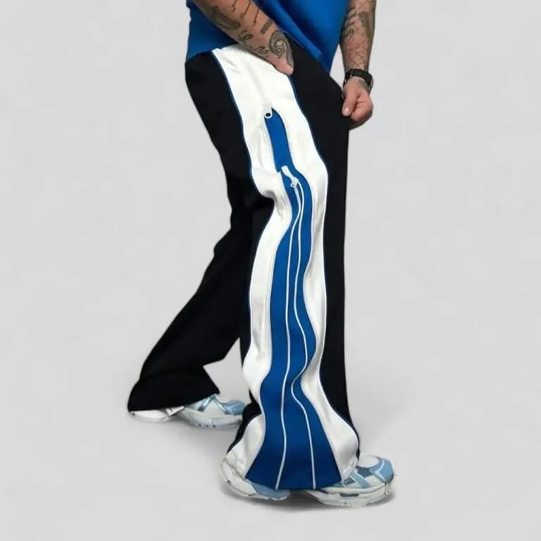 Double Zip Wide Leg Zip Up Baggy Track