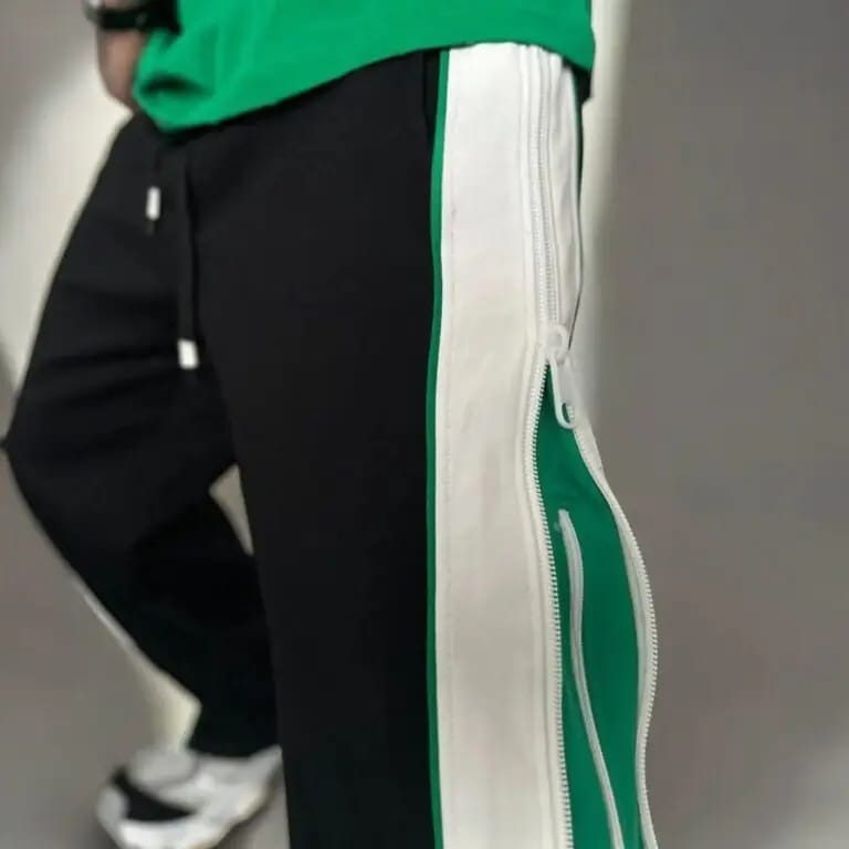 Double Zip Wide Leg Zip Up Baggy Track