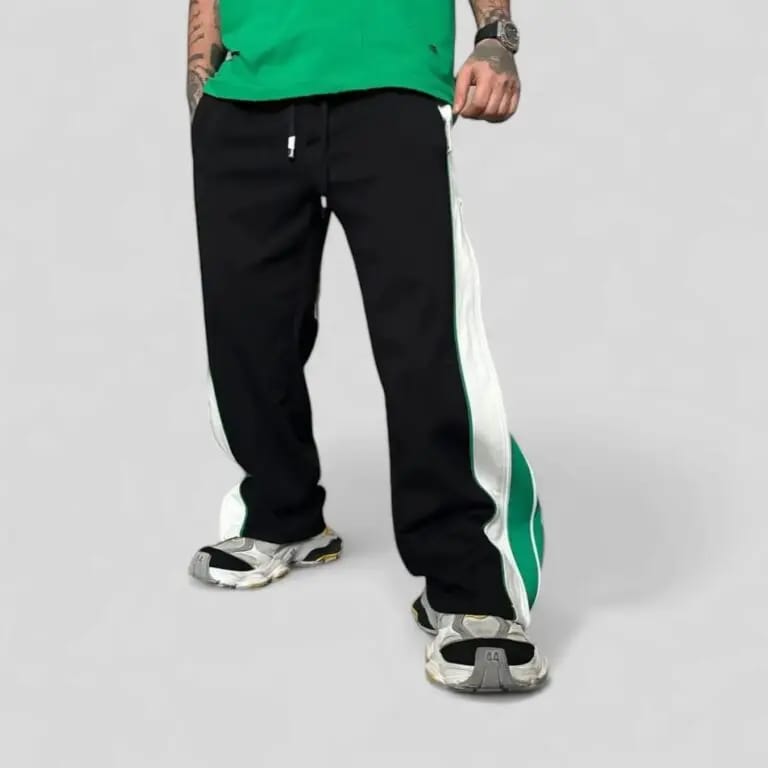 Double Zip Wide Leg Zip Up Baggy Track