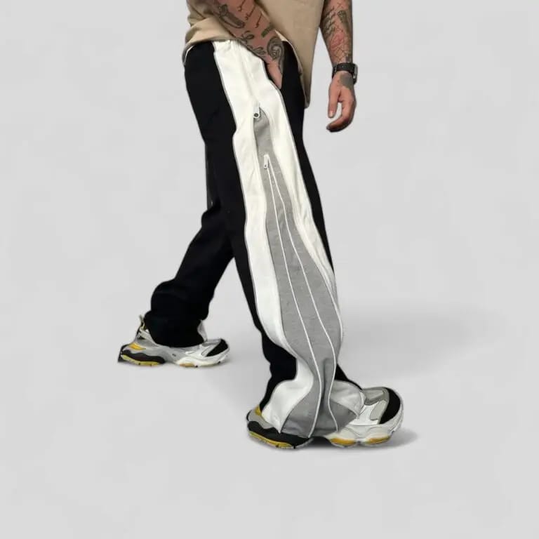 Double Zip Wide Leg Zip Up Baggy Track