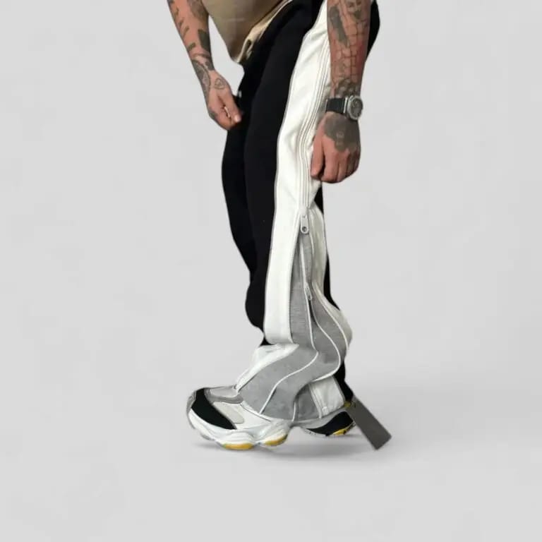 Double Zip Wide Leg Zip Up Baggy Track