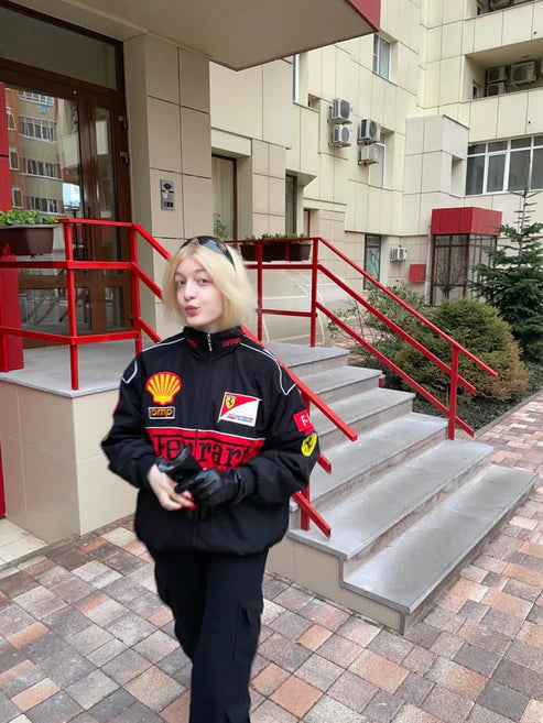 Ferrari F1 Racing Jacket – Black & Red [Embroidered]