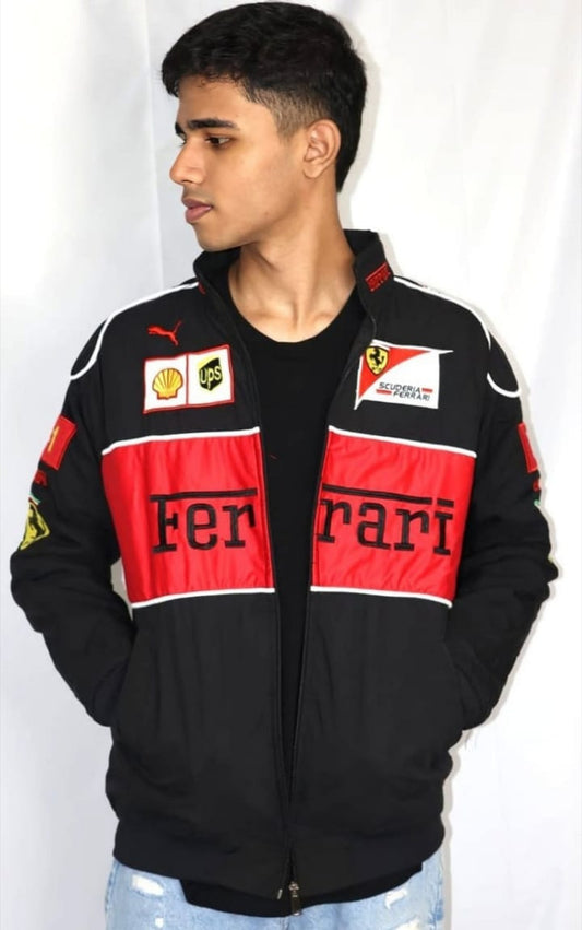 Red Ferrari F1 Speed Jacket | Motorsport & Streetwear Fusion [Embroidered]