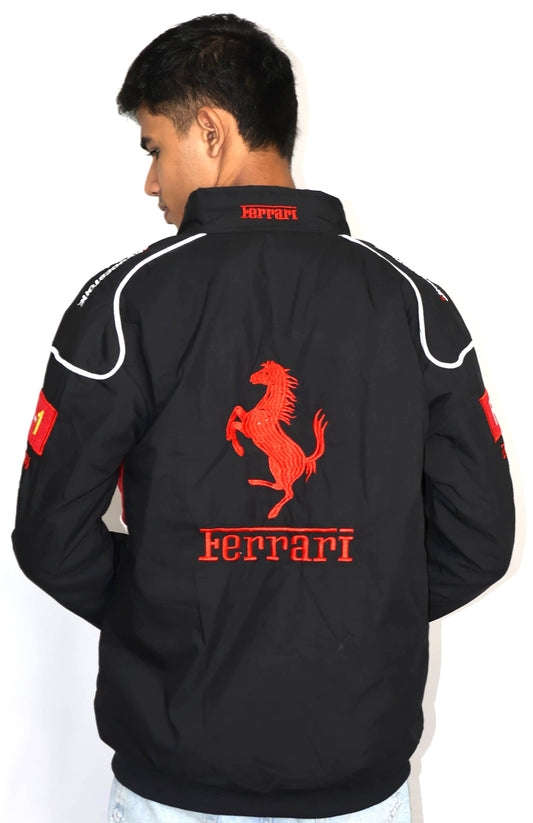Red Ferrari F1 Speed Jacket | Motorsport & Streetwear Fusion [Embroidered]